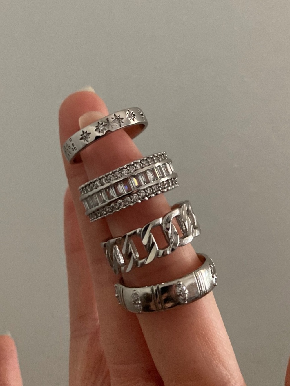 CHILD OF WILD SZ8 Ring SET Silver Stackable layering cocktail Rings Silver Set